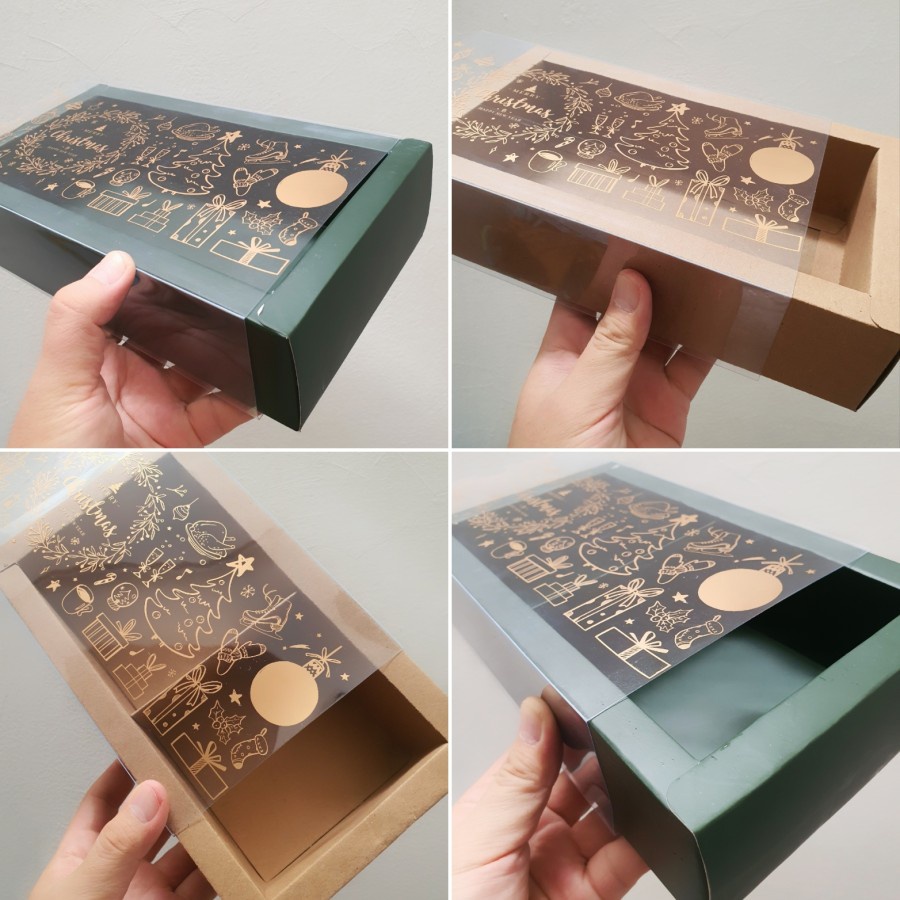 

( 1pack isi 5pcs ) Dus Natal Brownies tutup Mika Merry Christmas ukuran 22x11x6 cm / Sekat 2 Dus Box Toples Dessert Cake Kotak Kemasan Parcel Xmas