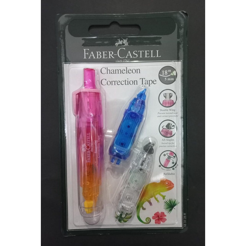 

Faber Castell Correction Tape Chameleon + 2 Refill PINK / Tip Ex Cilick Faber / Tipex Faber