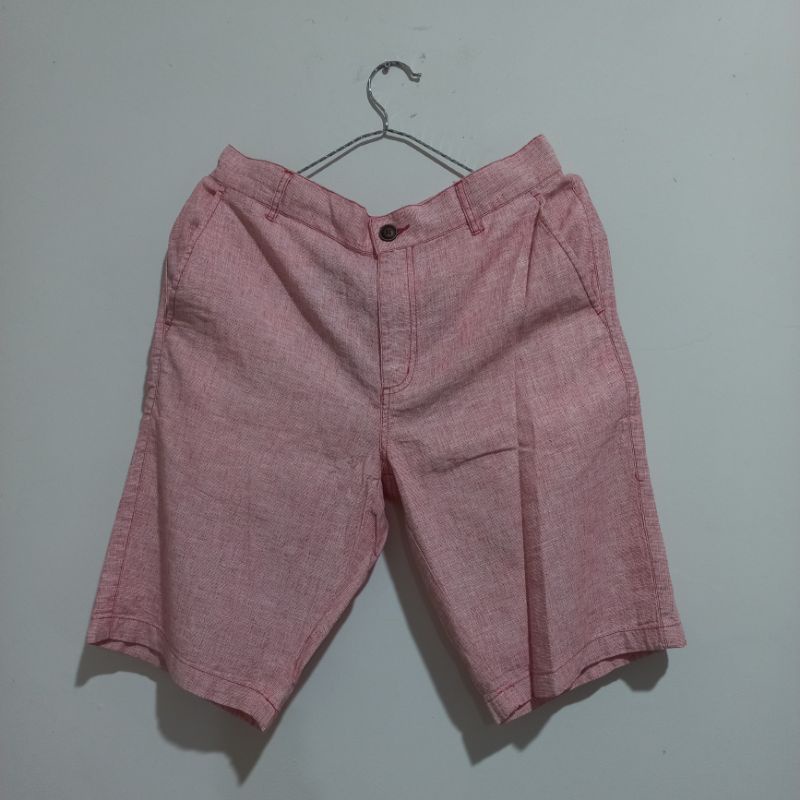 celana pendek linen pria giordano ori