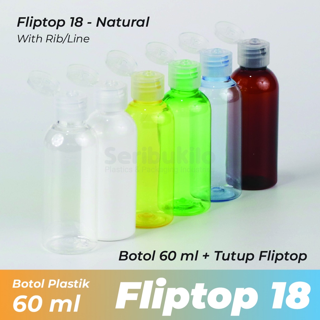 Botol 60ml Fliptop/ Botol 60ml Warna/Botol Fliptop 60ml Clear/Br 60ml