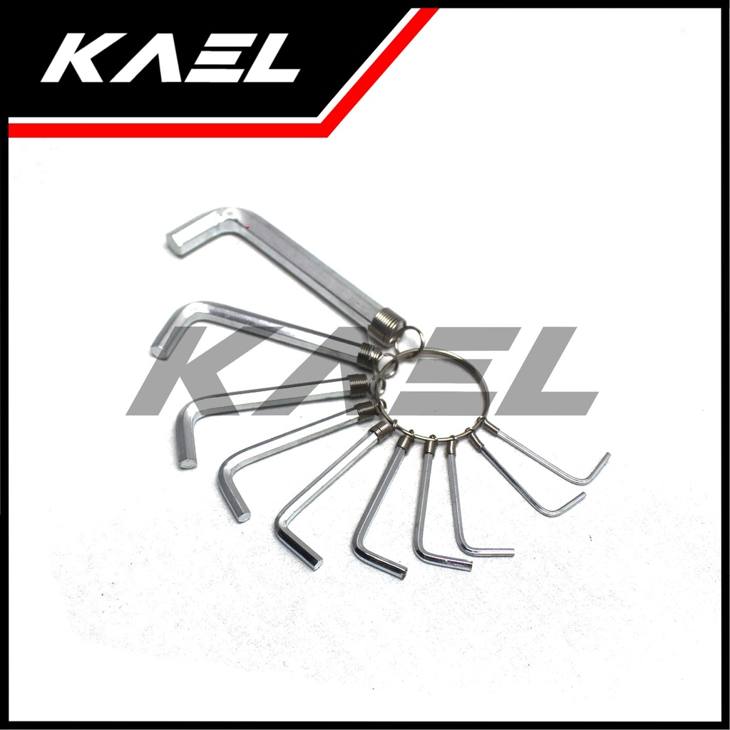 Ring Kunci L Set L1 L1.5 L2 L2.5 L3 L3.5 L4 L5 L6 L8 Hex Key 10 Pcs 1 2 3 4 5 6 8