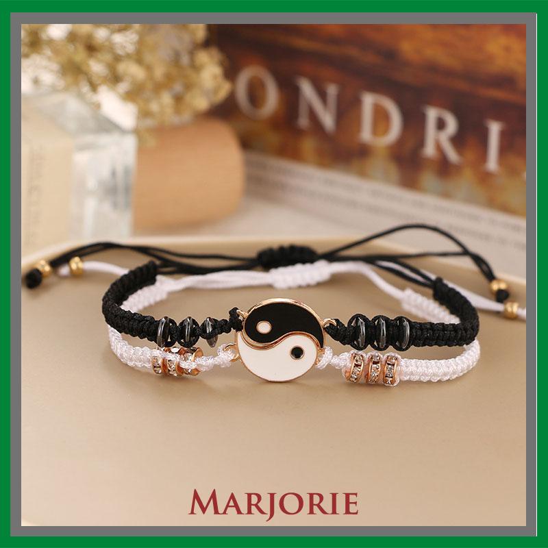 2pcs Gelang Magnet Couple Pasangan Bintang Heksagonal Yin Yang Tai Chi Dapat Disesuaikan Secara Manual /Couple Magnetic Attract Braided Gelang Aksesori-MJD