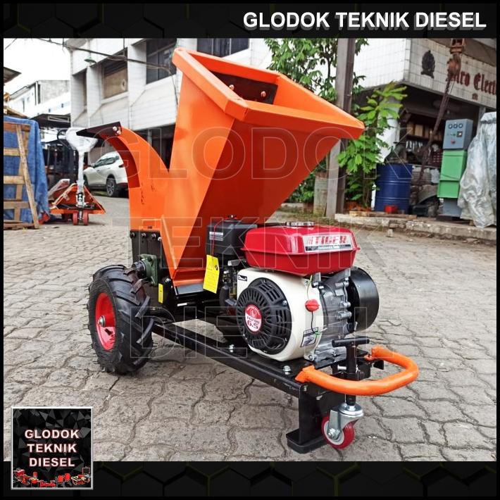 Mesin Wood Chipper Cacah Kayu Kompos + Engine Bensin Original Terbaik