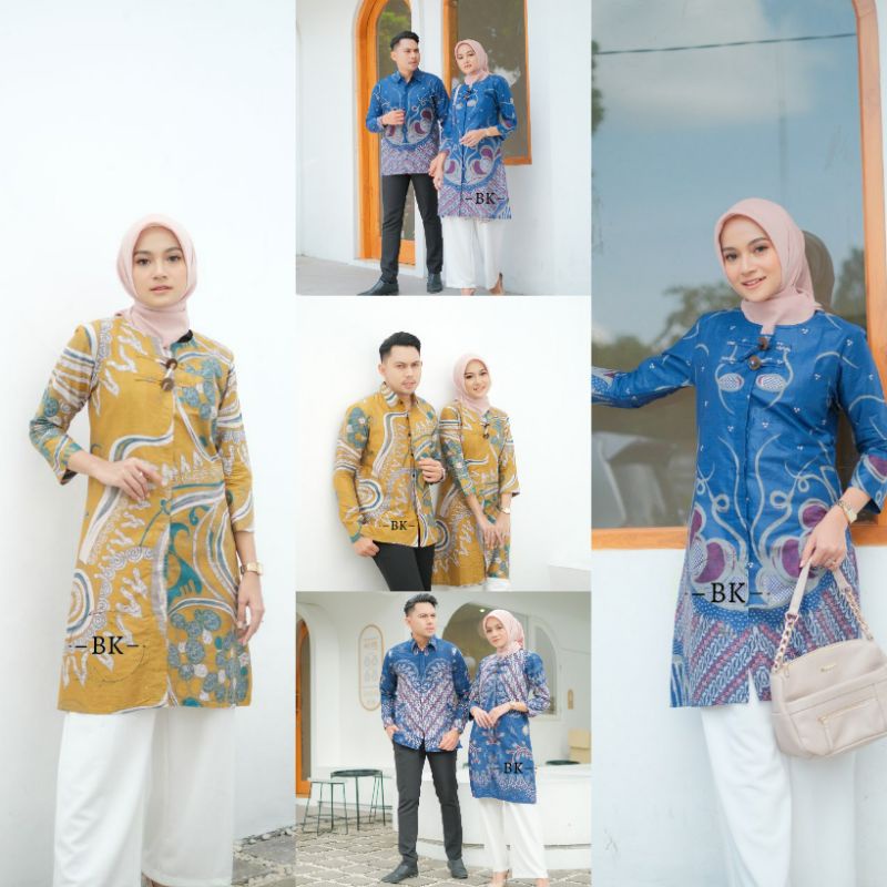 BAJU COUPLE BATIK SERAGAM KANTOR TUNIK KEMEJA DEWASA M L XL XXL