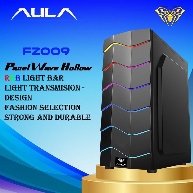 Casing PC Gaming AULA FZ009 ATX include 3 Fan RGB - Casing AULA FZ 009