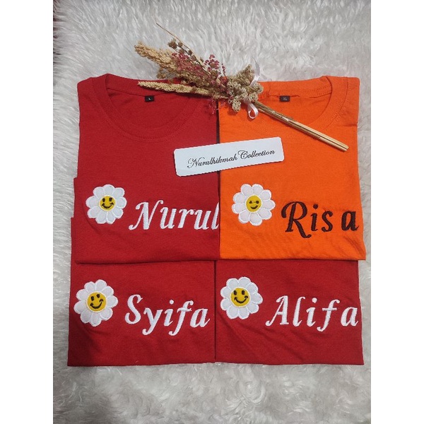 Kaos Anak Tangan Pendek Motif Bunga Daisy Unisex GRATIS Custom Bordir Nama Request Chat