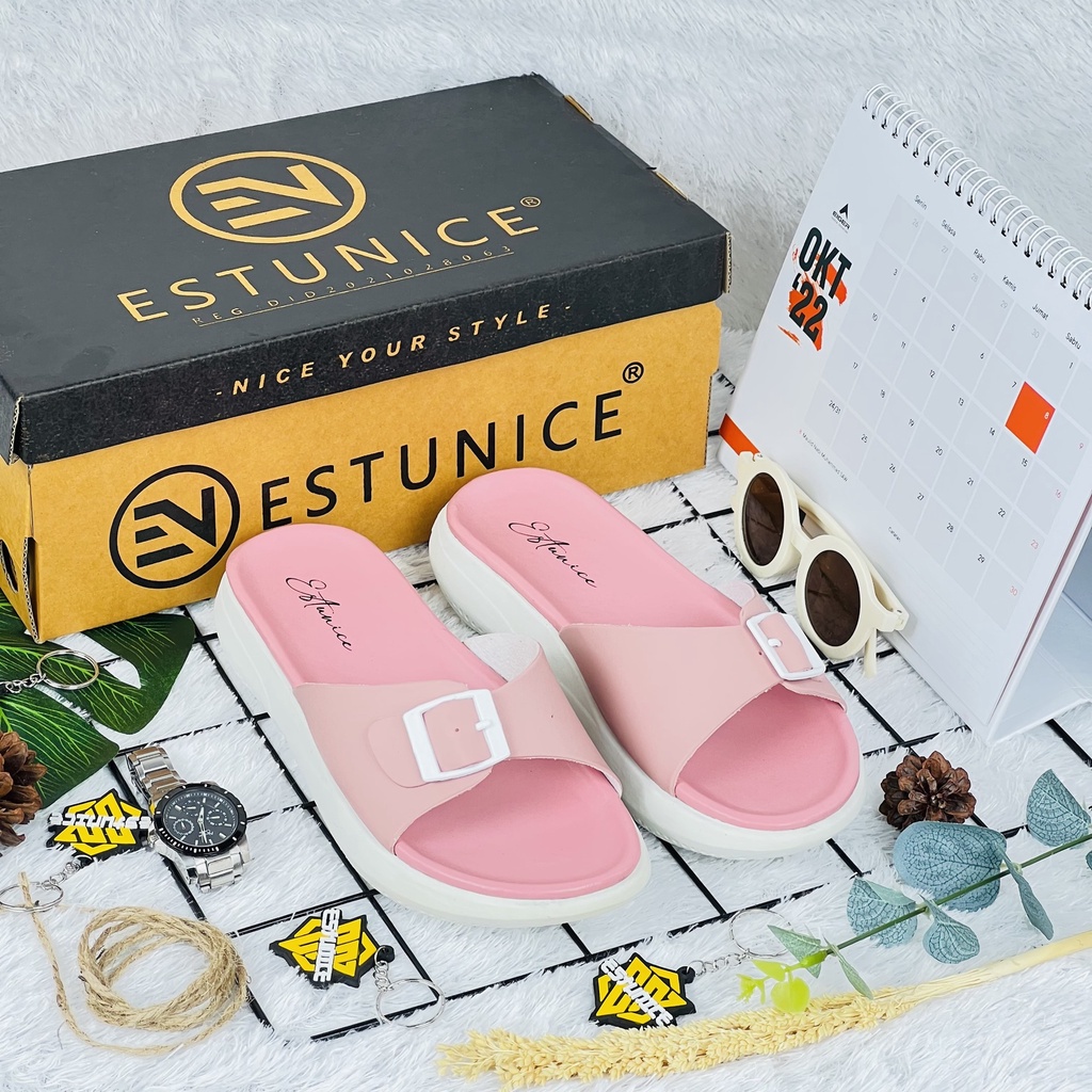 Sendal Slop Wanita Sandal Wedges Slop Slip On Wanita - Clara