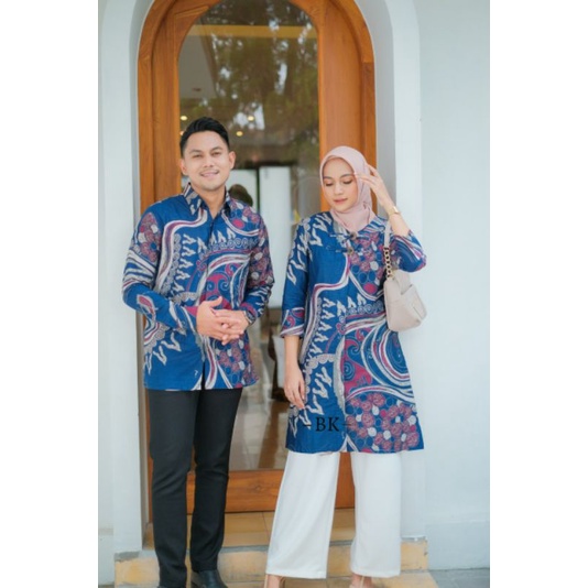 BAJU COUPLE BATIK SERAGAM KANTOR TUNIK KEMEJA DEWASA M L XL XXL