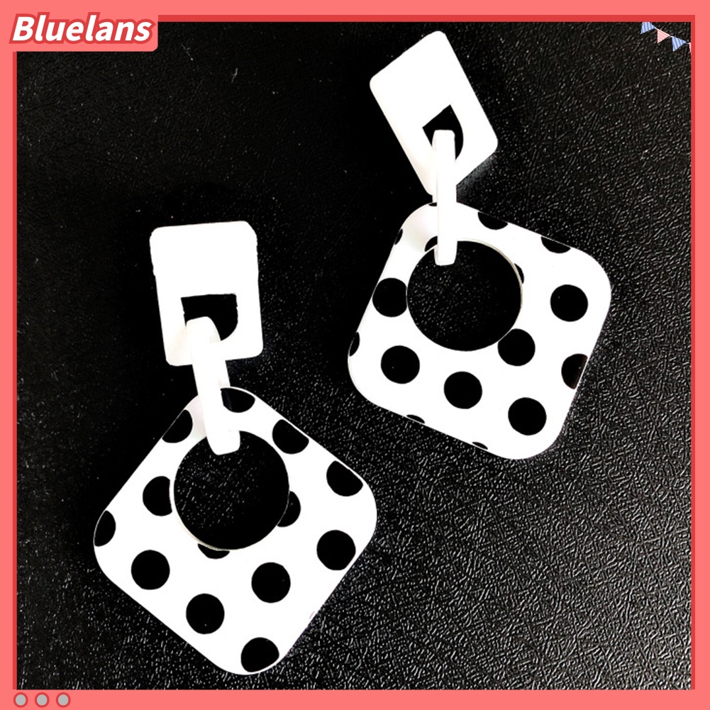 Bluelans Women Polka Dot Hollow Rhombus Geometric Dangle Ear Stud Cuff Earrings Jewelry