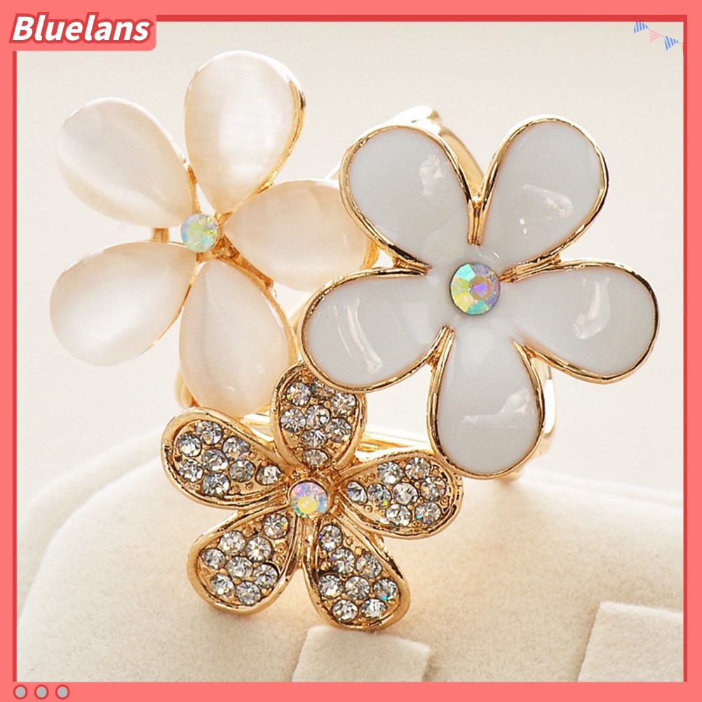 Bluelans Women Shiny Rhinestone Inlaid Flower Scarf Ring Clip Holder Brooch Pin Buckle