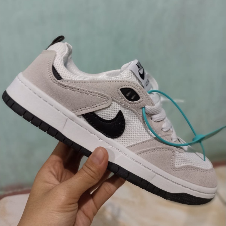 Sepatu Nike SB Dunk Skateboard Alleyoop Grey White Abu Putih Low Import Murah