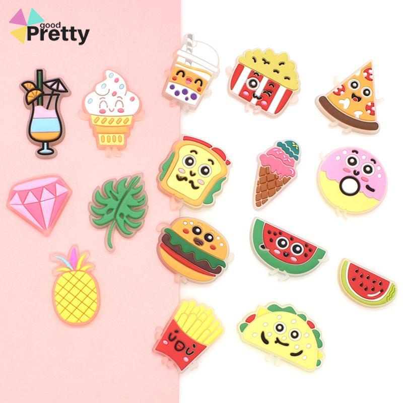 Charms Pin Bahan Pvc Glow In The Dark Desain Makanan Untuk Aksesoris Charms Fashion - PD