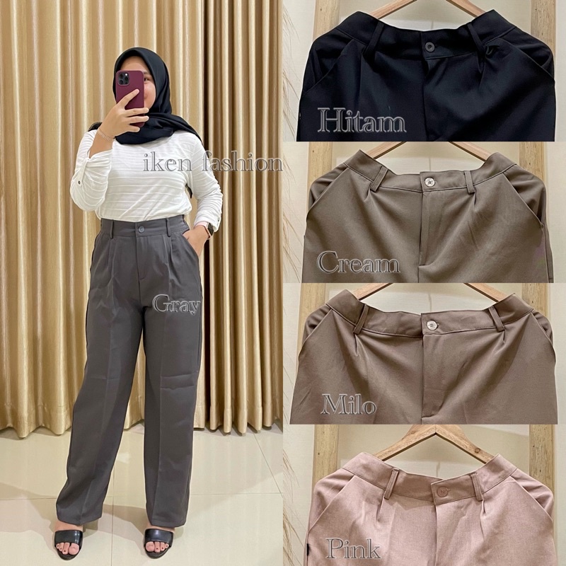 Loose Pants Trousers Wanita Highwaist // Celana Kulot Wanita