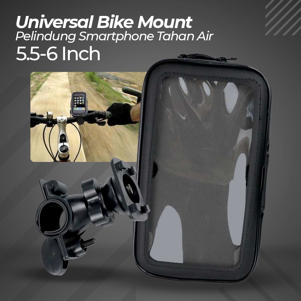 Universal Bike Mount with Waterproof Case for Smartphone 5.5-6 Inch - OMSCHTBK Black