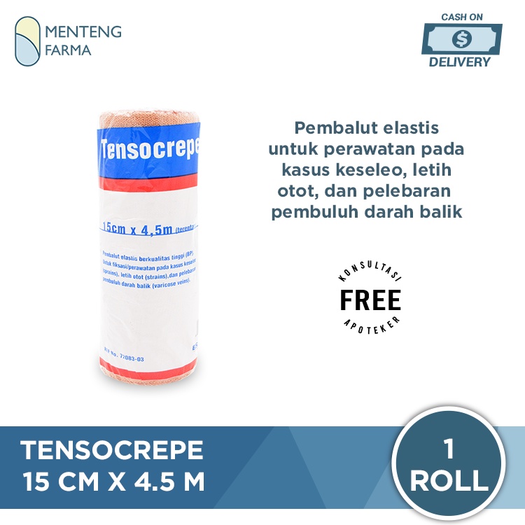 Tensocrepe Perban Elastis 15 CM x 4.5 M - Elastic Bandage Perban Kain Cedera Keseleo