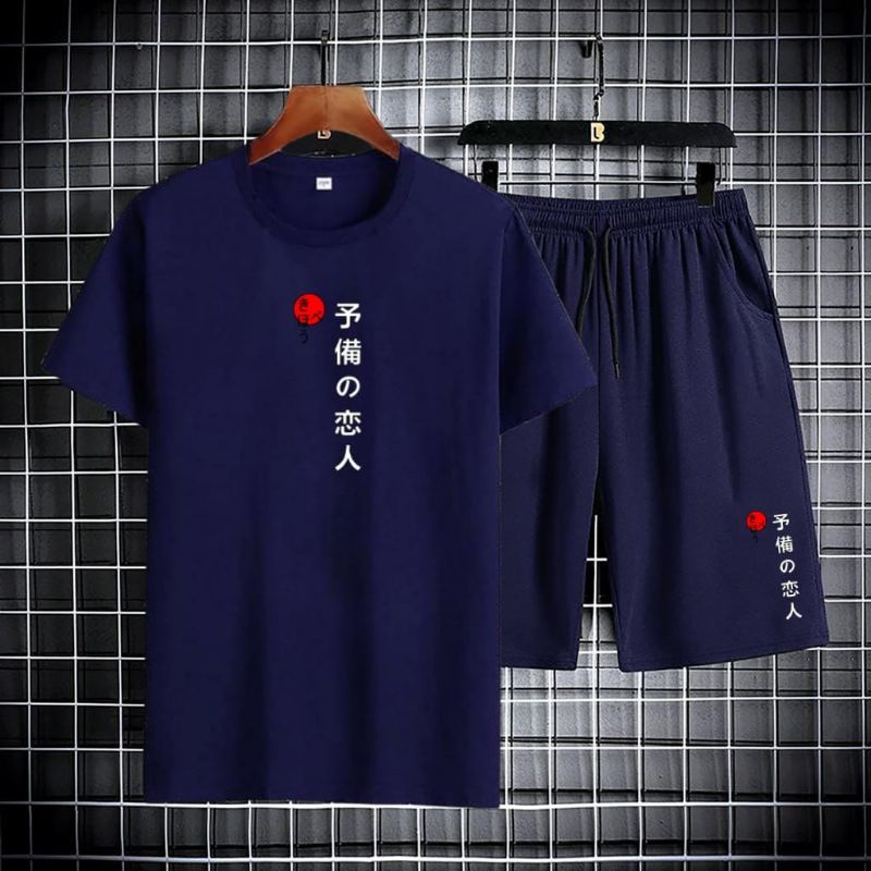 STELAN ( JEPANG ) STELAN PRIA DEWASA 1 SET KAOS DISTRO + CELANA PENDEK MODEL TERBARU