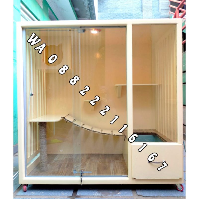 kandang kucing kayu kaca terbaru cat quarium