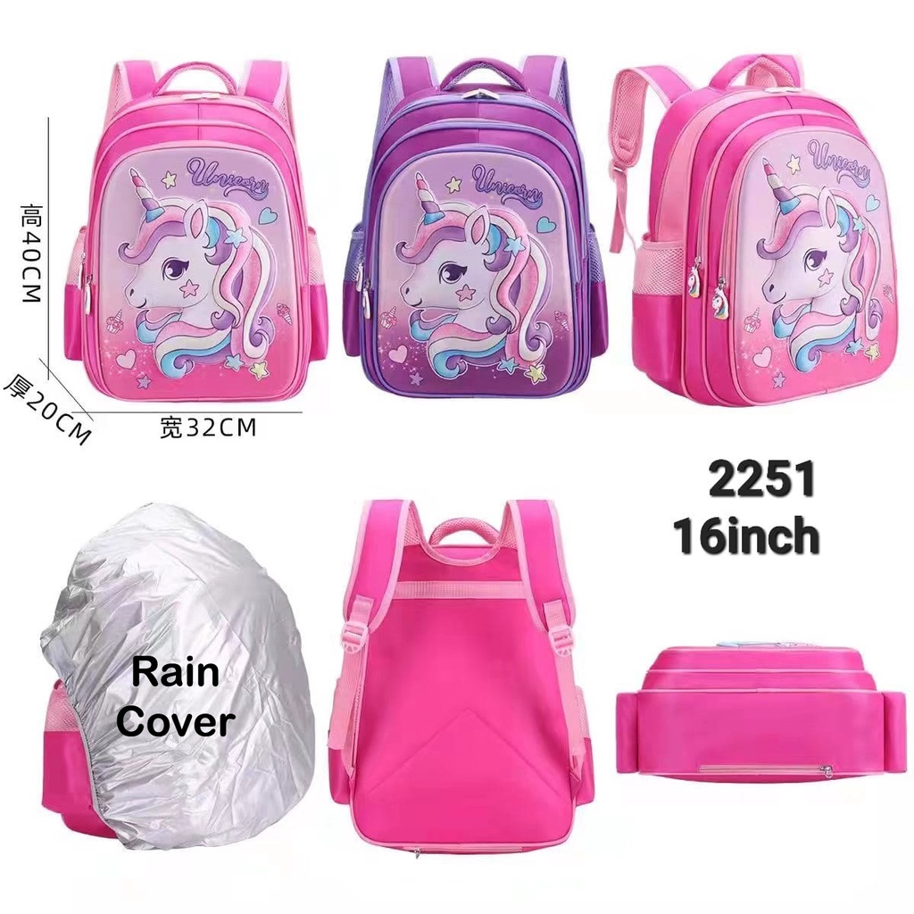 Tas Timbul TK Ransel Sekolah Cewe Tas Anak Perempuan  Unicorn Frosen 2251