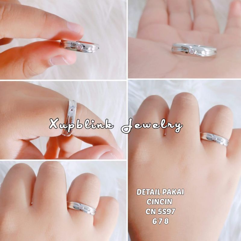 Cincin Silver Titanium Permata Satu Anti Karat