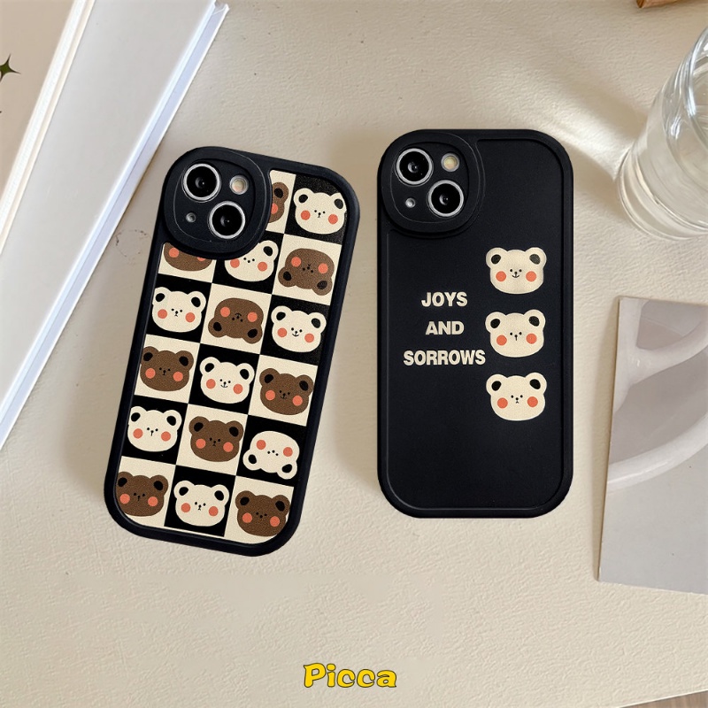 Trendy Lattice Case Realme C53 10 C55 10 Pro Plus C31 C35 C30 C21Y C12 C25Y C15 C2 C25s C20 C17 C21 C11 C20A GT C3 6i 5i 6 8Pro 5s 9i 7i 5 6s 8 8i Kartun Lucu Soft Cover Beruang