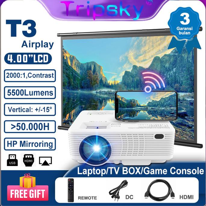 Proyektor 1080p Full HD T3-Airplay Same Screen 5500 Lumens Projector