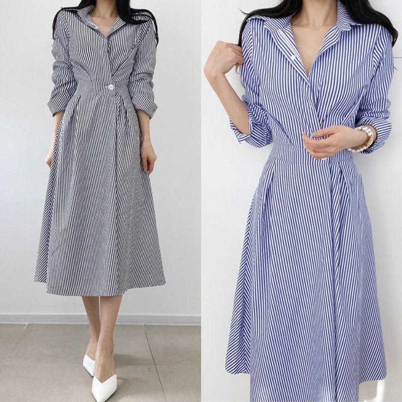 Jual Darcy Dress Korean Simple Basic Kerja Kerah Sopan Rapih Kantor ...