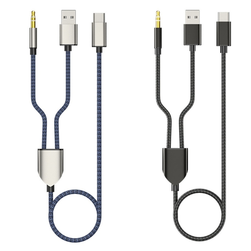 Kabel Mobil VIVI 2-in-1 Type-C 1belah 2tipe C Ke USB A 3jalur Kabel AUX 5mm