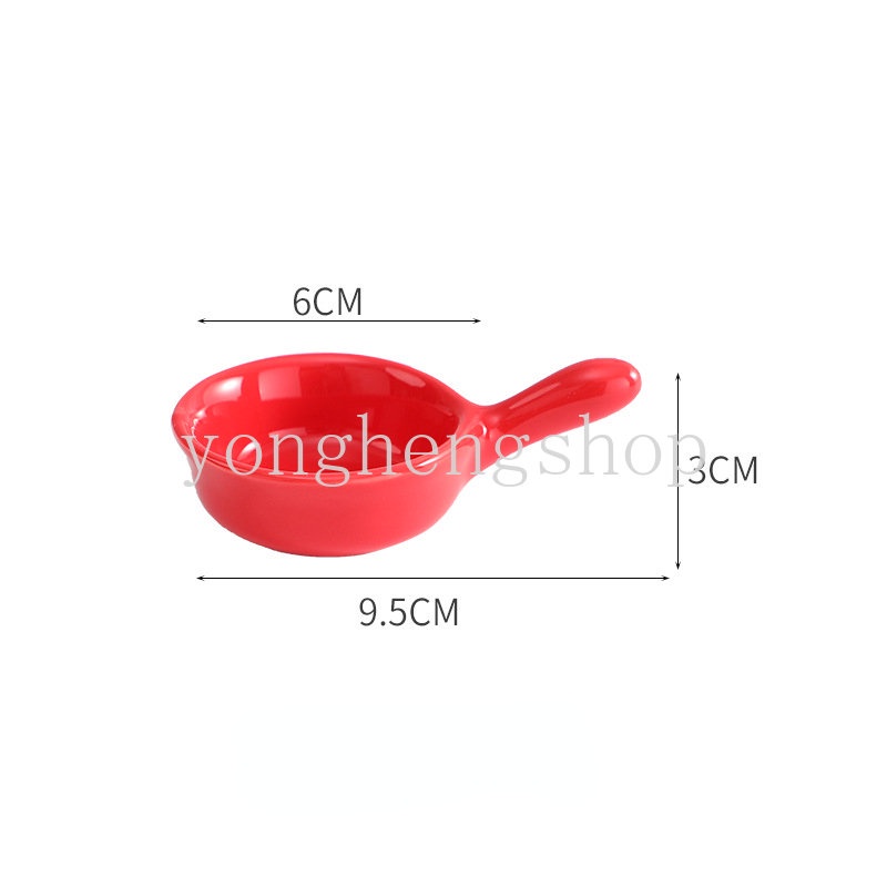 Piring Saos Tomat / Mustard / Kecap / Bumbu Bahan Keramik Dengan Gagang Mini