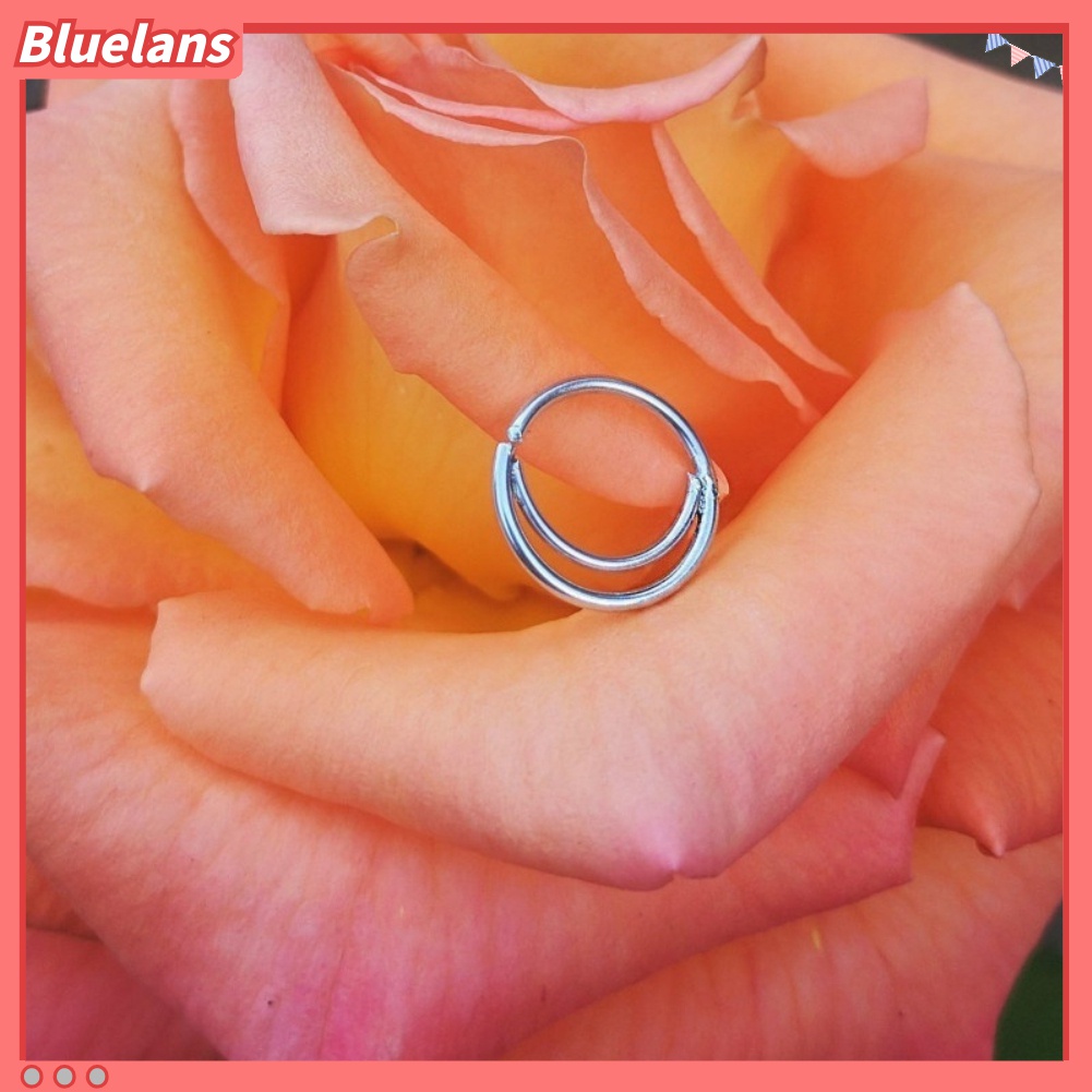 1pc Cincin Hoop Hidung Bentuk Bulan Bahan Stainless Steel Gaya Indian