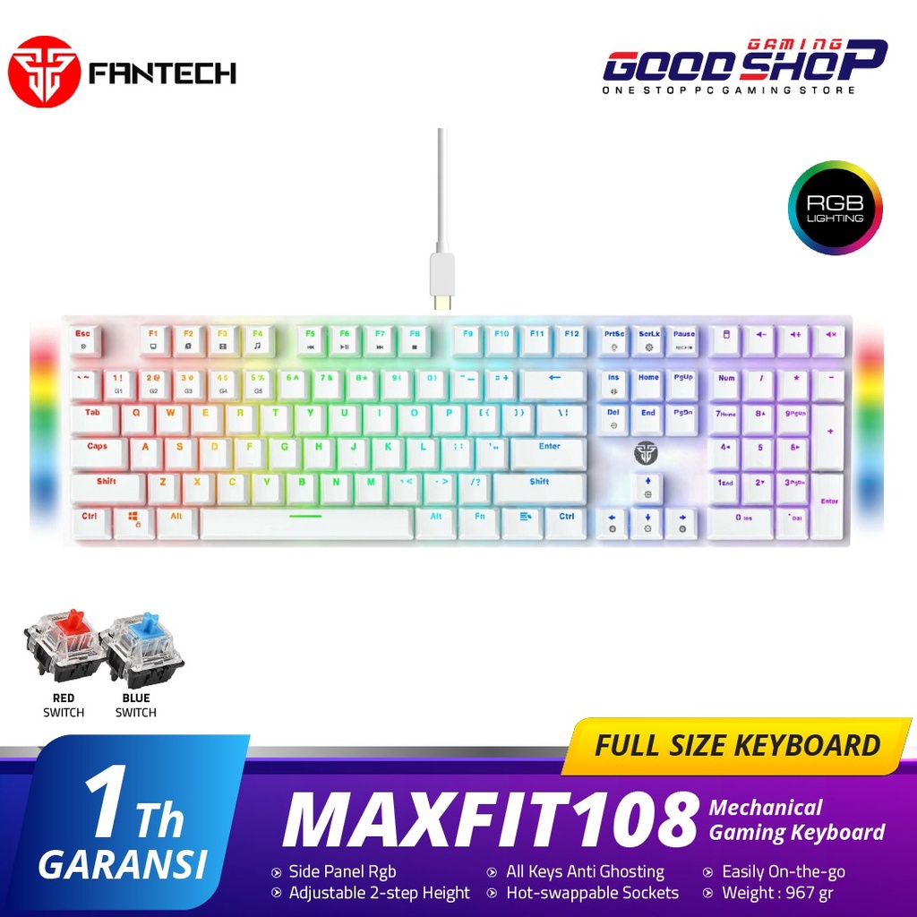 Fantech MAXFIT108 Hotswap RGB 5 pin Keyboard Gaming Mechanical MK855