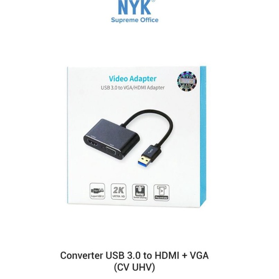 Converter Connector USB to HDMI NYK Dual Output Multi Display original garansi resmi