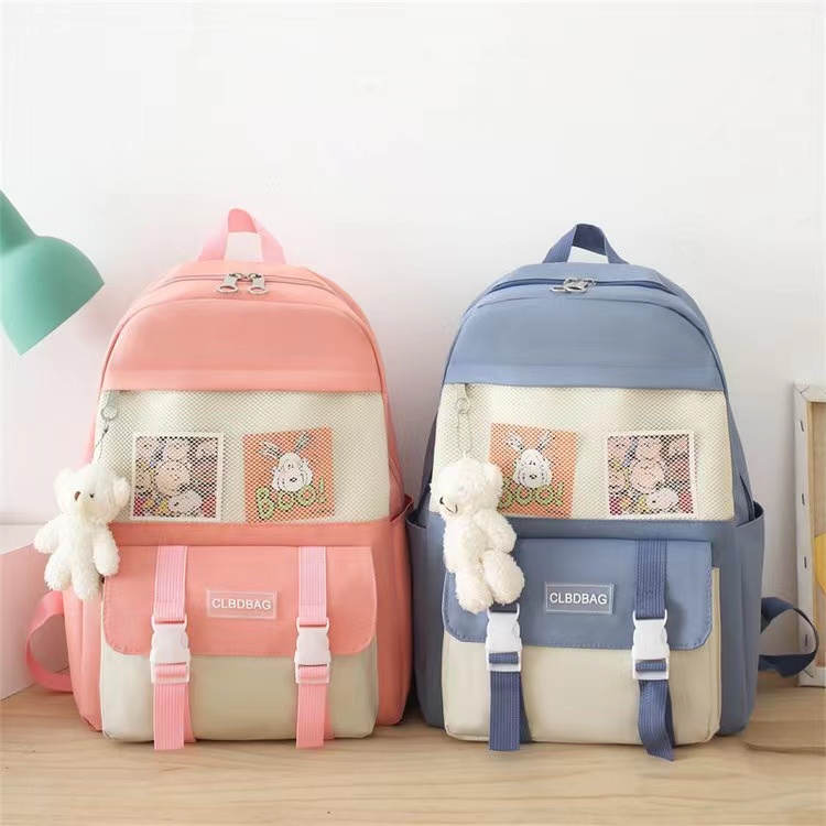 BJ43498 (4IN1) - BLACK/BLUE/PINK.PURPLE - TAS RANSEL SEKOLAH WANITA FASHION IMPORT MODIS ELEGAN TERMURAH TERLARIS TERBARU BAGSTORE JAKARTA TAS BATAM BQ3498 LT2119