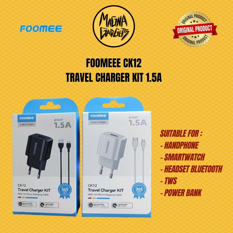FOOMEE CK12 Charger Kit With Micro USB Cable Adaptor Charger HP Smartwatch 1.5A