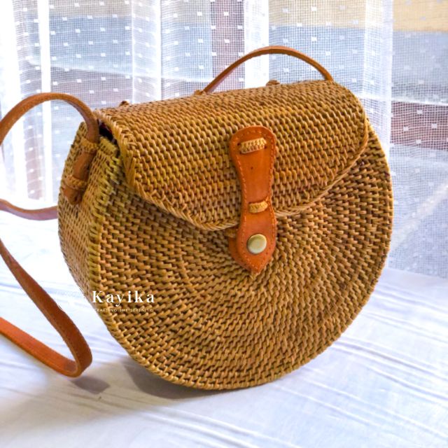 Tas Selempang Rotan Setengah Lingkaran, Bali Premium Tas Rotan