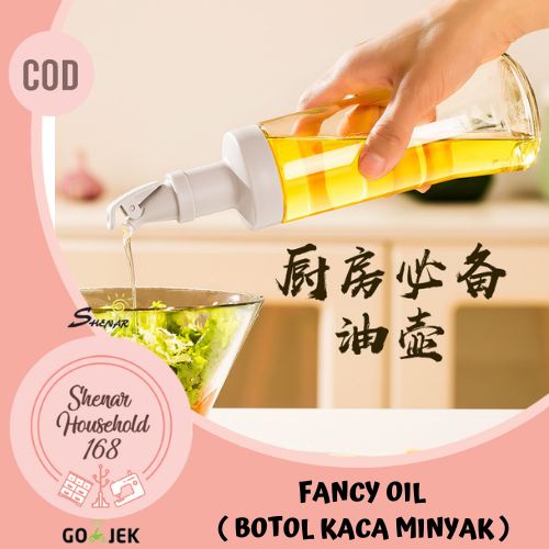 SHENAR , FANCY GLASS OIL BOTTLE TEMPAT MINYAK BOTOL MINYAK GORENG BAHAN KACA TEBAL KAPASITAS 630 ML  BOTOL KACA SERBAGUNA BOTOL KACA DAPUR - BISA COD