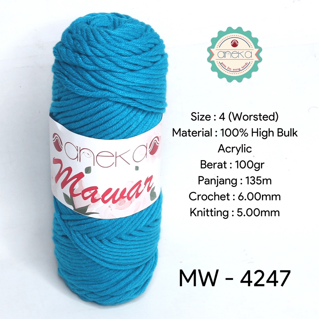 Benang Rajut Mawar / Soft Acrylic Yarn / Milk Cotton Worsted / Katun Susu - 4247