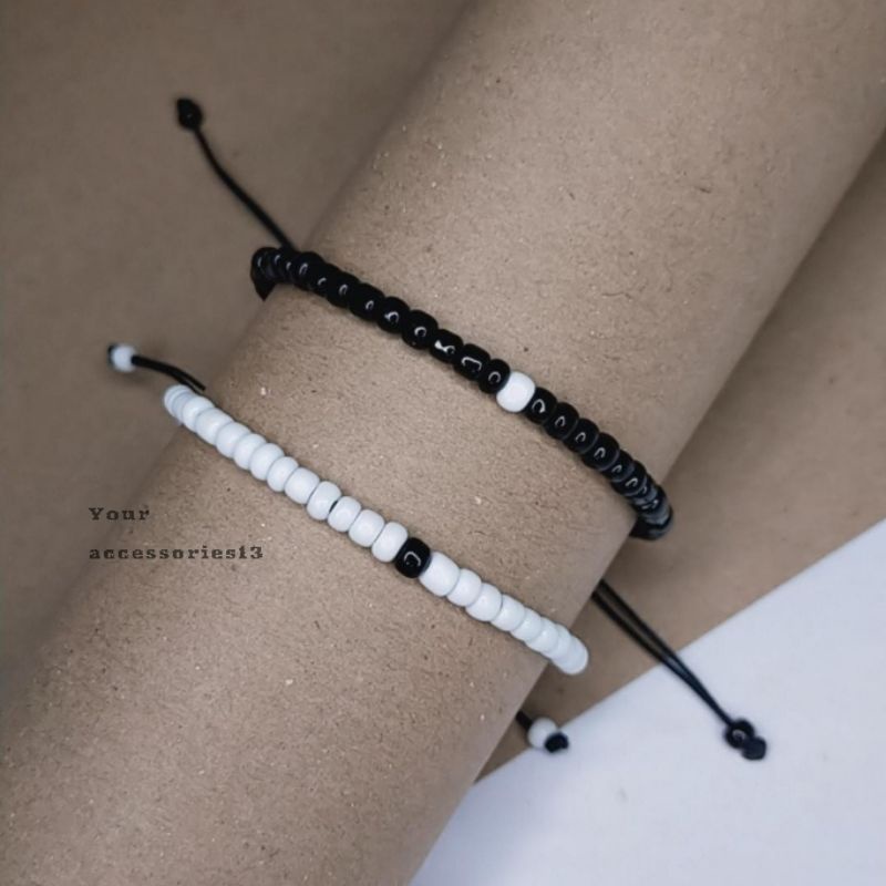 Gelang manik manik || Gelang couple hitam putih || Gelang manik pasangan