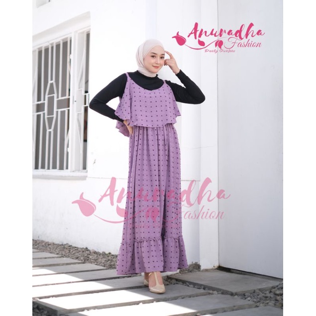 gamis overal hijab wanita bahan crinkle motif love