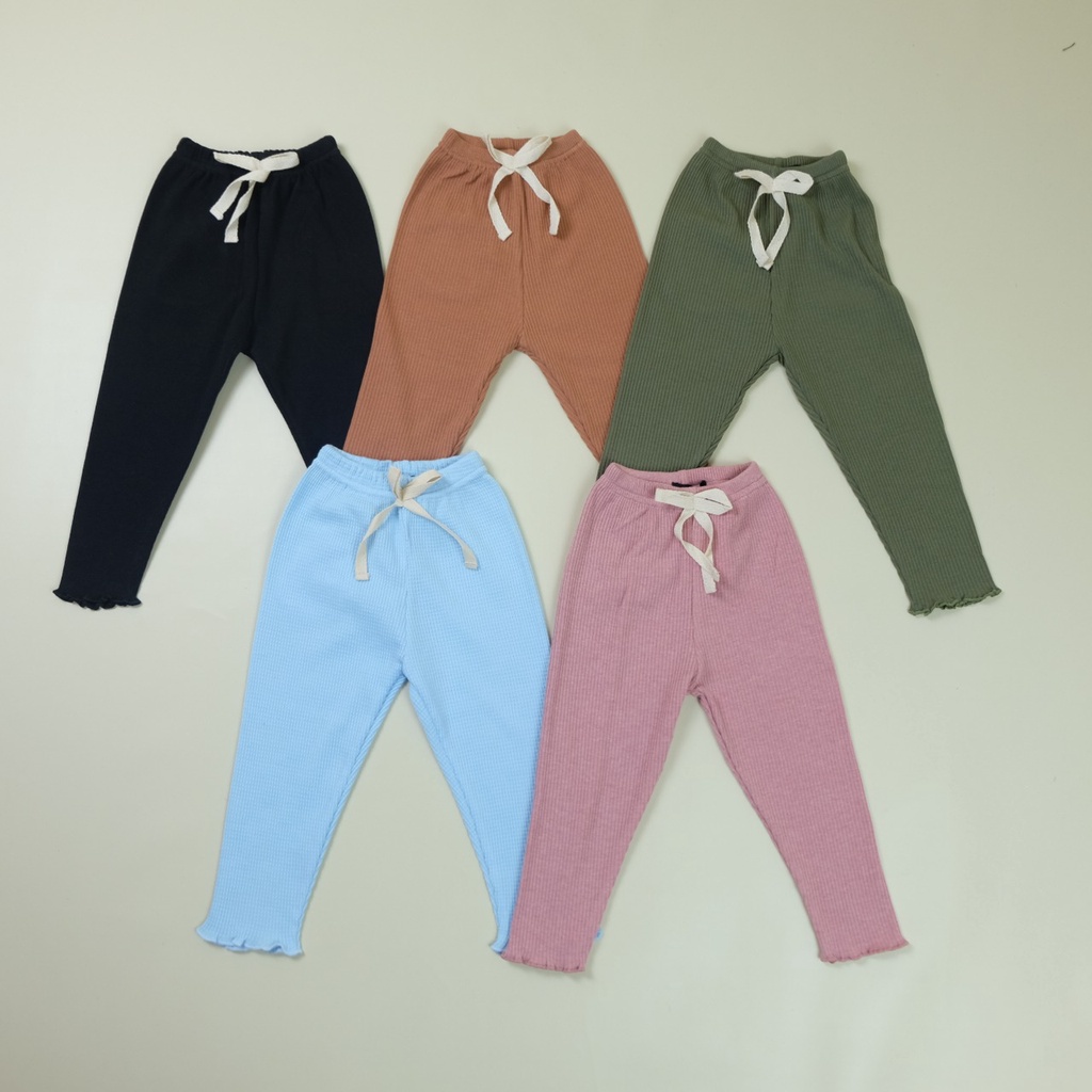 Legging rib anak bayi perempuan bahan reeb model curly bagian bawah girl