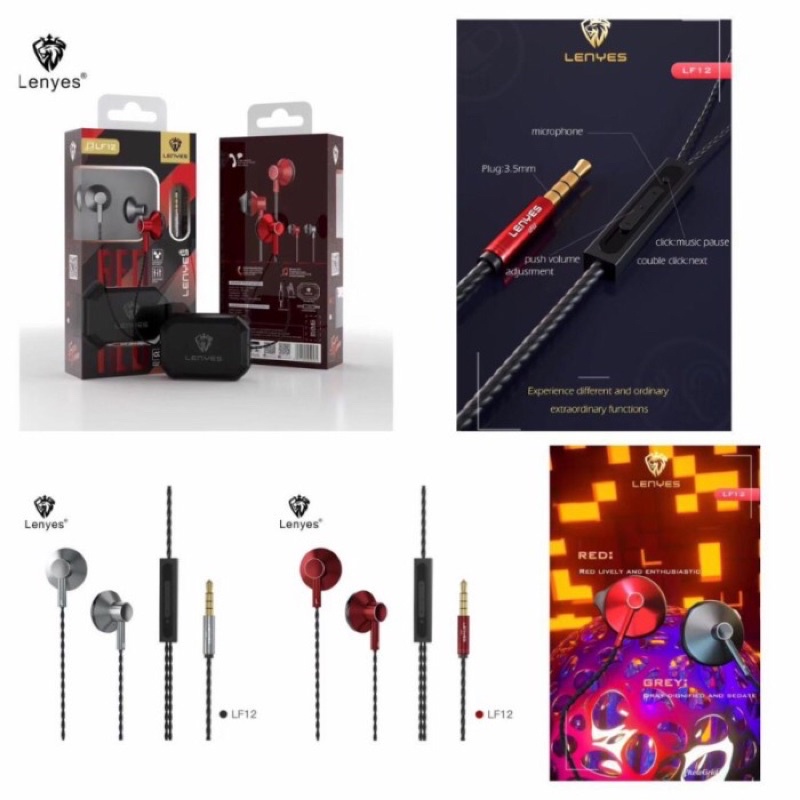 HEADSET HANDSFREE LENYES LF12 ORIGINAL STEREO EARPHONE LF-12