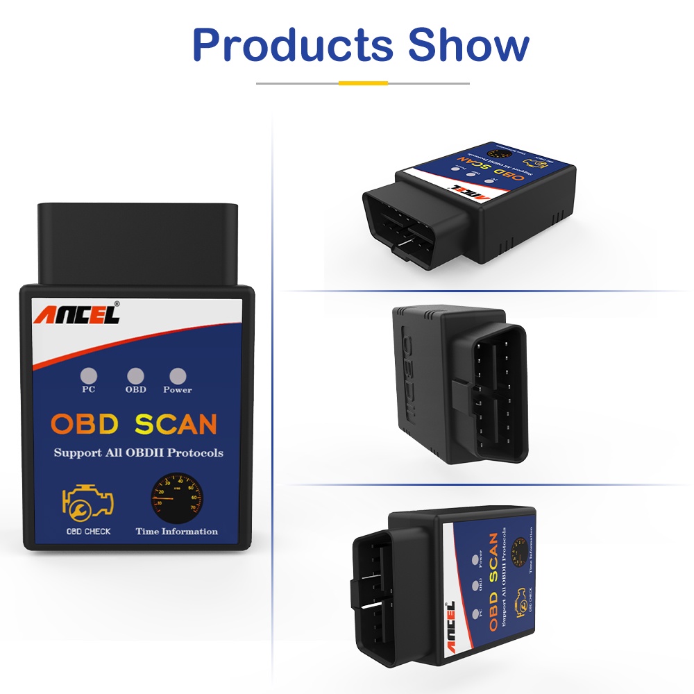 ANCEL ELM327 V1.5 Bluetooth Mobil Scanner Obd2 Alat Scanner Mobil Obd2 Scanner Car Scanner Obd2 Guage Odb2 Car Diagnostic Tool Obd Car Diagnostic Scanner Automotive Scanner  Check Engine For Universal Cars And Motorcycles HUD Display