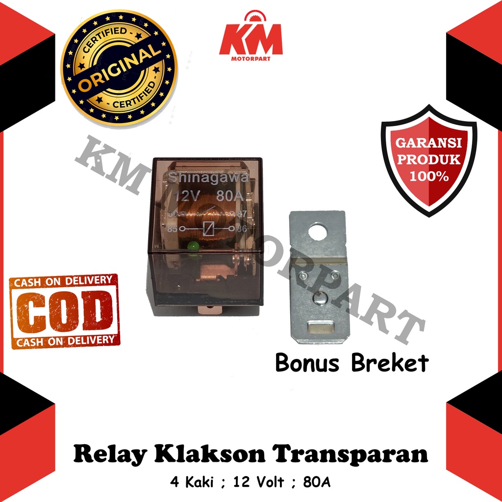 Relay Klakson Transparan Kaki 4 12 Volt Lampu Motor Dll