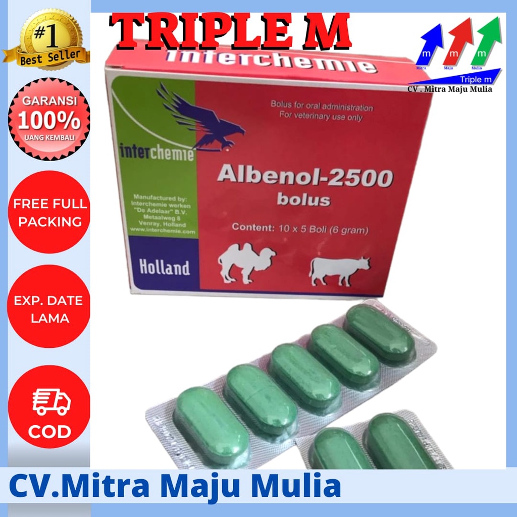 Albenol 2500 mg  OBAT CACING SAPI 1 Bolus