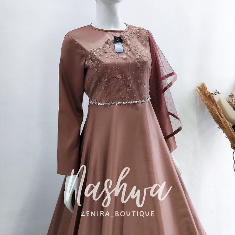 NASHWA DRESS brokat tulle bordir payet tulle dot/ baju pesta remaja / prewedding / wisuda / gamis kondangan / couple / tersedia ukuran kecil hingga jumbo