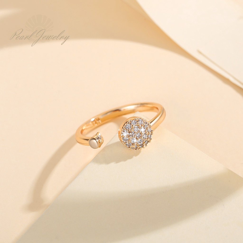 Y778 [COD✔]Cincin Titanium Kristal Emas Steel Mutiara Berlian Wanita Ukuran Yang Dapat Disesuaikan Rings