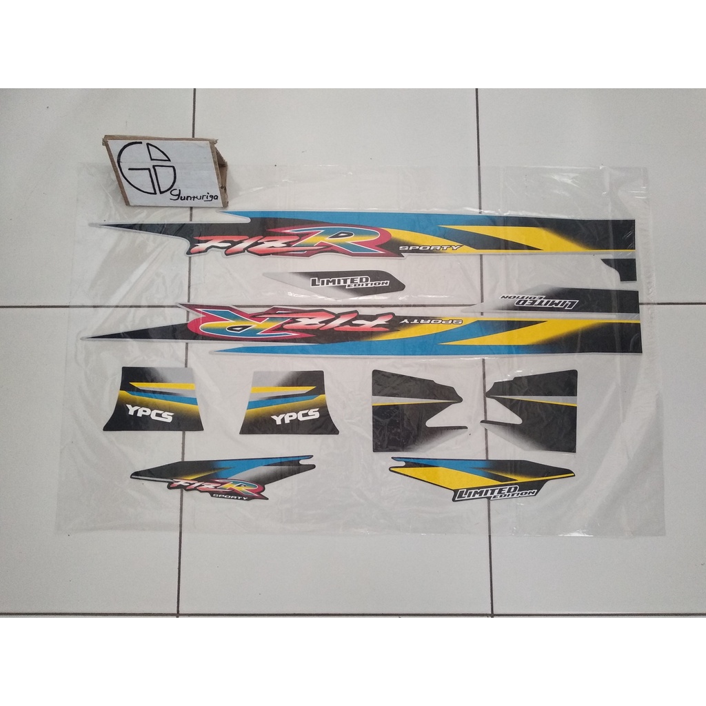 Striping Sticker Lis Fiz R Dualtone Limited Edition Hitam Silver Corak Biru