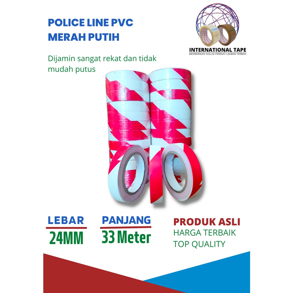 

POLICE LINE PVC MERAH PUTIH 24MM X 33METER "PER ROLL