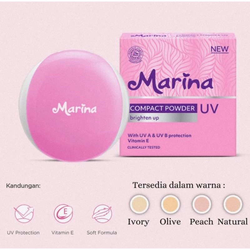 Marina Compact Powder UV Brighten Up 12 Gr - Bedak Padat Wajah