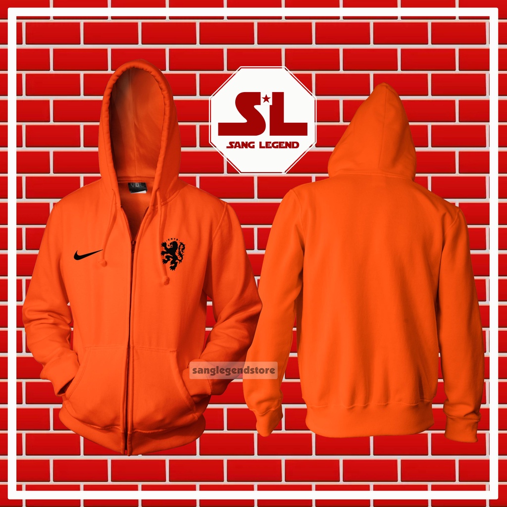 HOODIE ZIPPER JAKET BOLA PRIA NEGARA TIMNAS BELANDA NETHERLANDS BELAKANG POLOS 002