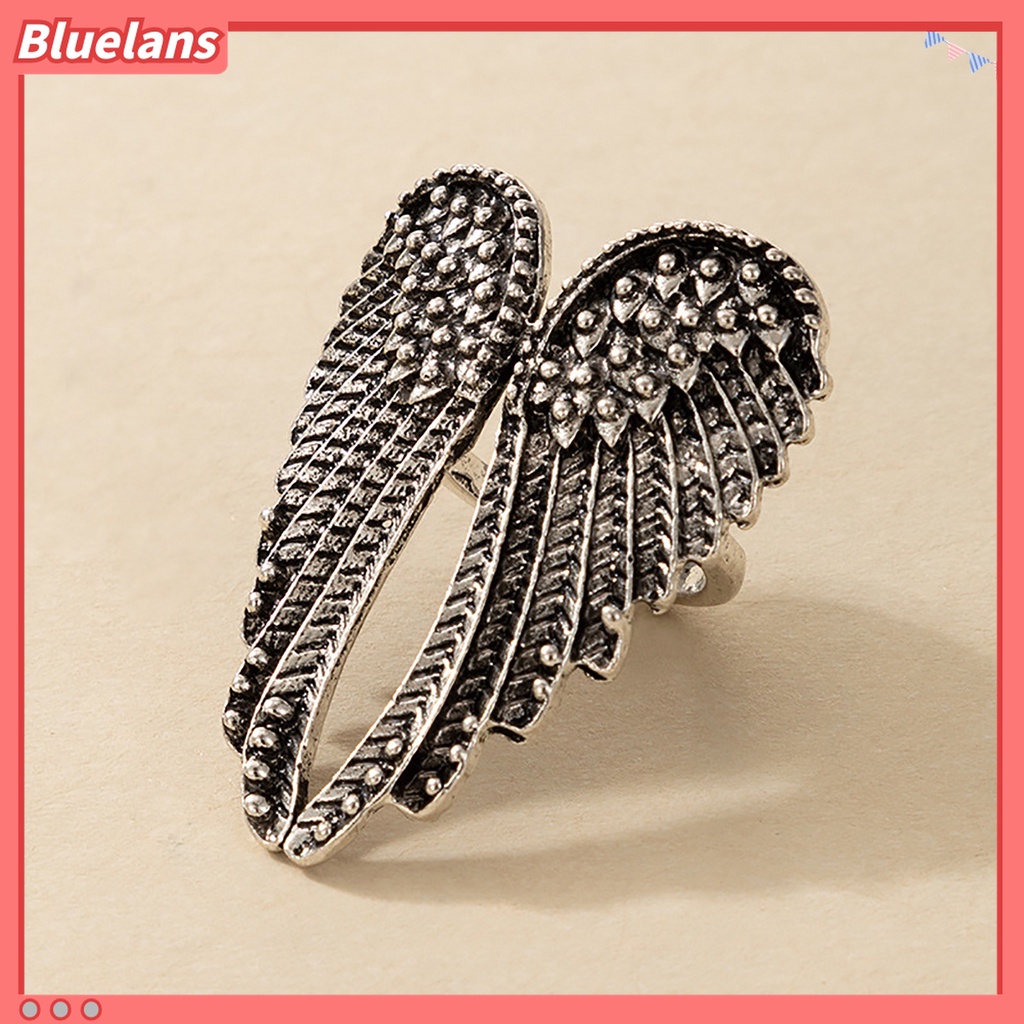 Cincin Bentuk Sayap Malaikat Bahan Alloy Warna Silver Untuk Wanita